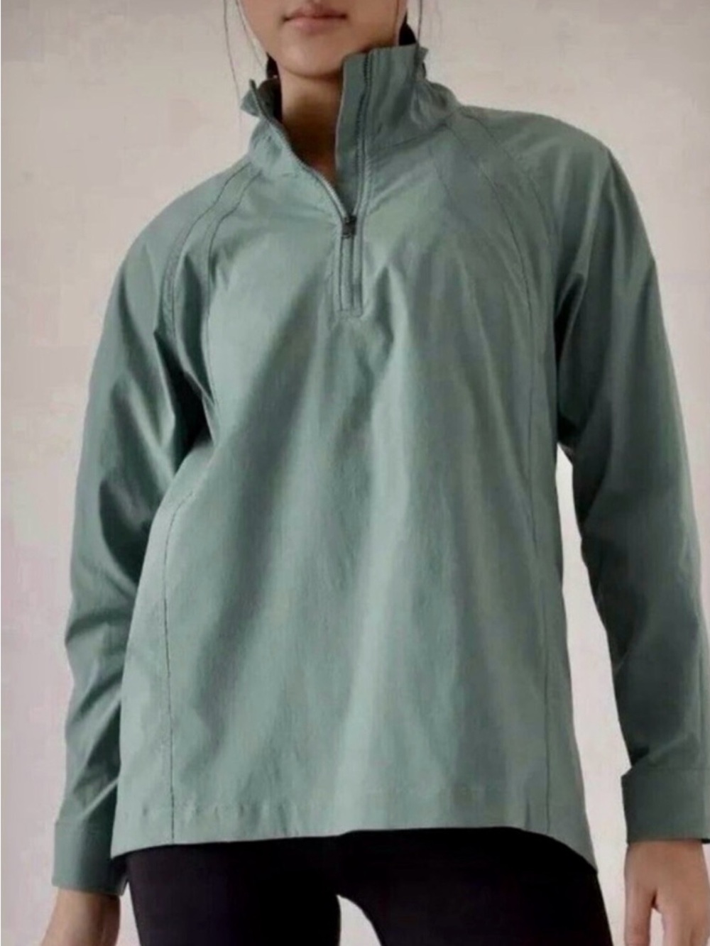 Athleta Women Advantage Poplin Top Long Sleeve Pullover UPF 50+